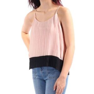 Bar III | NWT ballet, pink and black colorblock pleated tank blouse S L